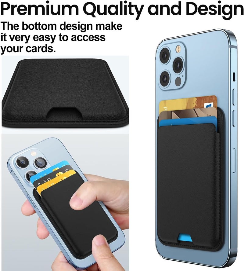 iLodn Magnetic Wallet Compatible with MagSafe for iPhone 17 16 15 14 13 12 Pro Max Air Plus Model, Mag 3 Safe Card Holder Stick on Accessories for Apple Cell Phone & Case, Midnight&Gray - Image 5